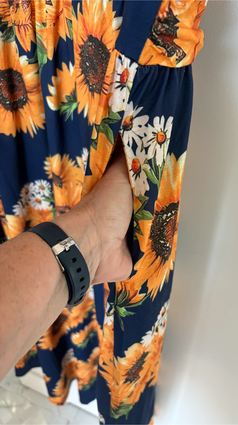 3XL Sunflower Print Maxi Dress with pockets - photo 2