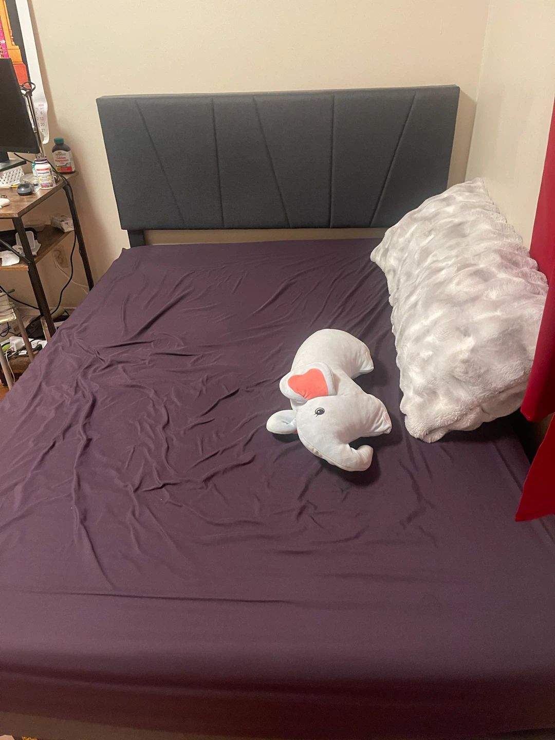 Grey Headboard Bed Frame and mattress - double siize - photo 2