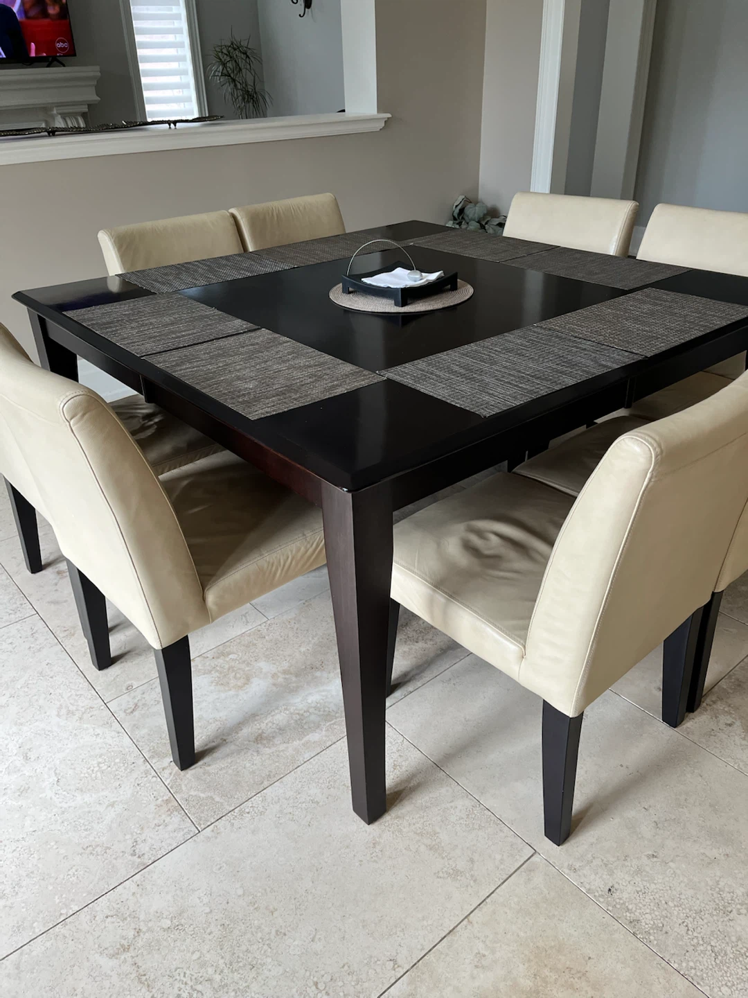 Dining Table and Leather Chairs Set