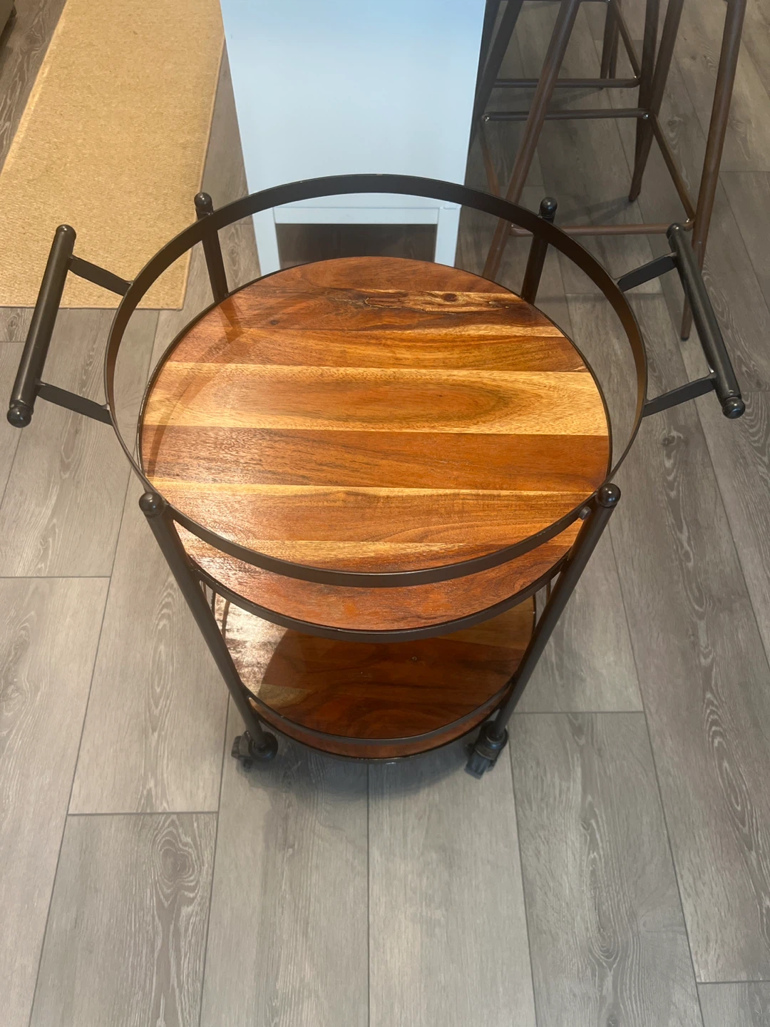 Wooden Serving Cart with Wheels