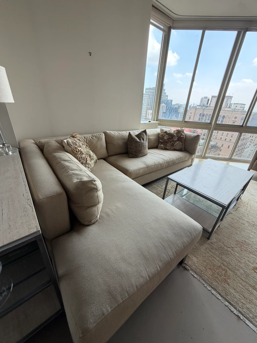 Crate & Barrel 2 piece L shaped sectional couch