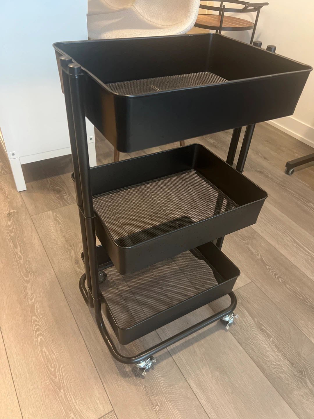 3-Tier Black Metal Rolling Cart - photo 2