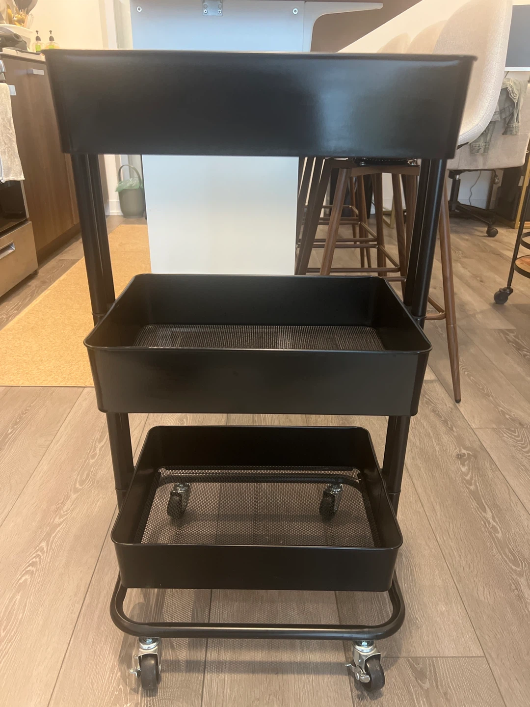 3-Tier Black Metal Rolling Cart - photo 4