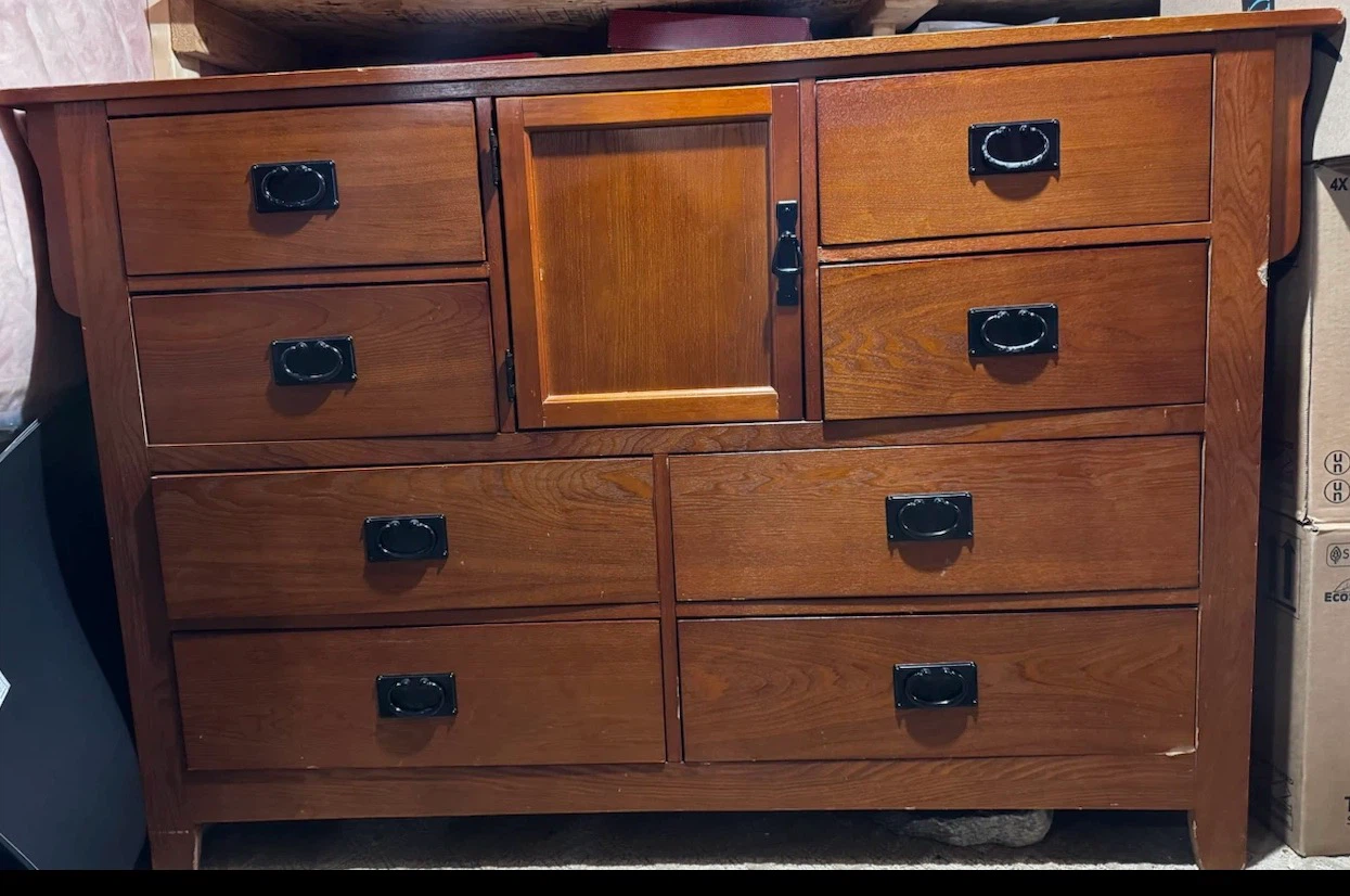 Wooden Dresser with 7 Drawers and Cabinet - photo 2
