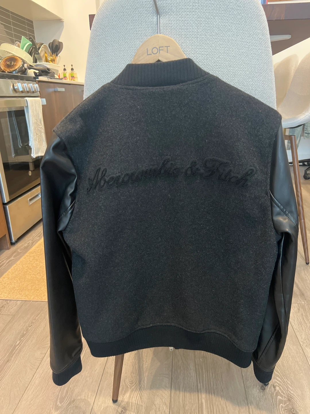 Abercrombie & Fitch Bomber Jacket with Faux Leather Sleeves - photo 3