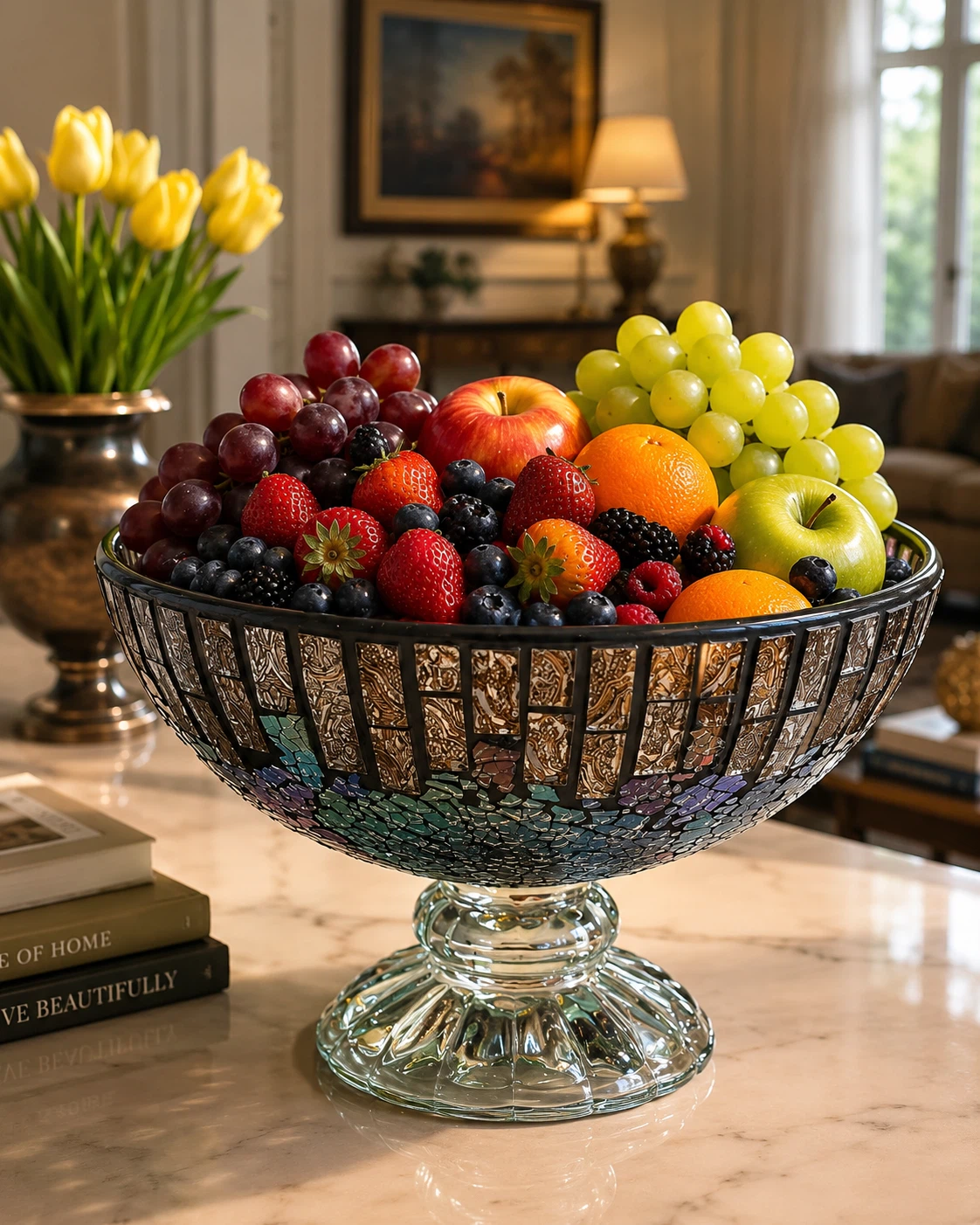 Mosaic Pedestal Fruit Bowl