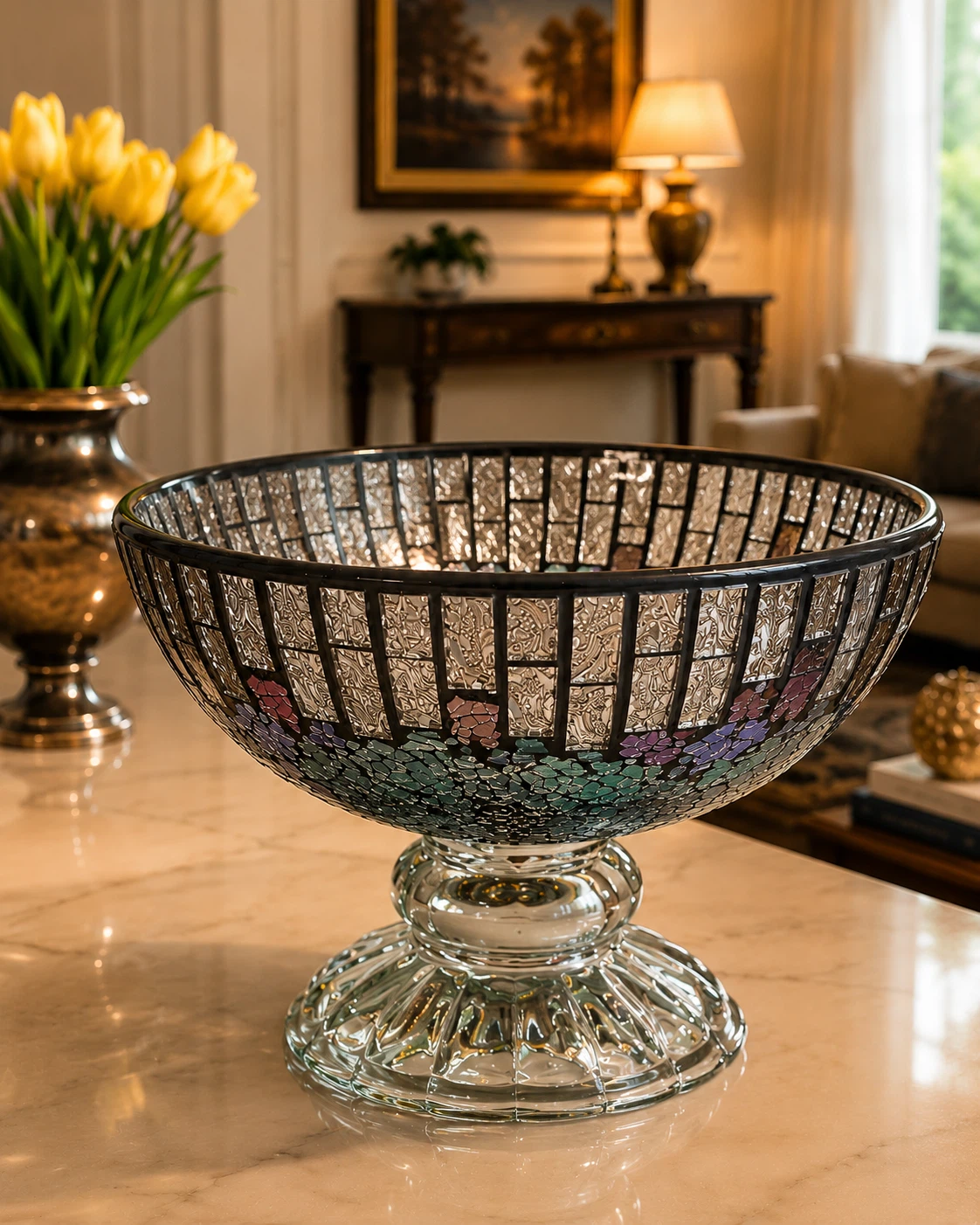 Mosaic Pedestal Fruit Bowl - photo 2