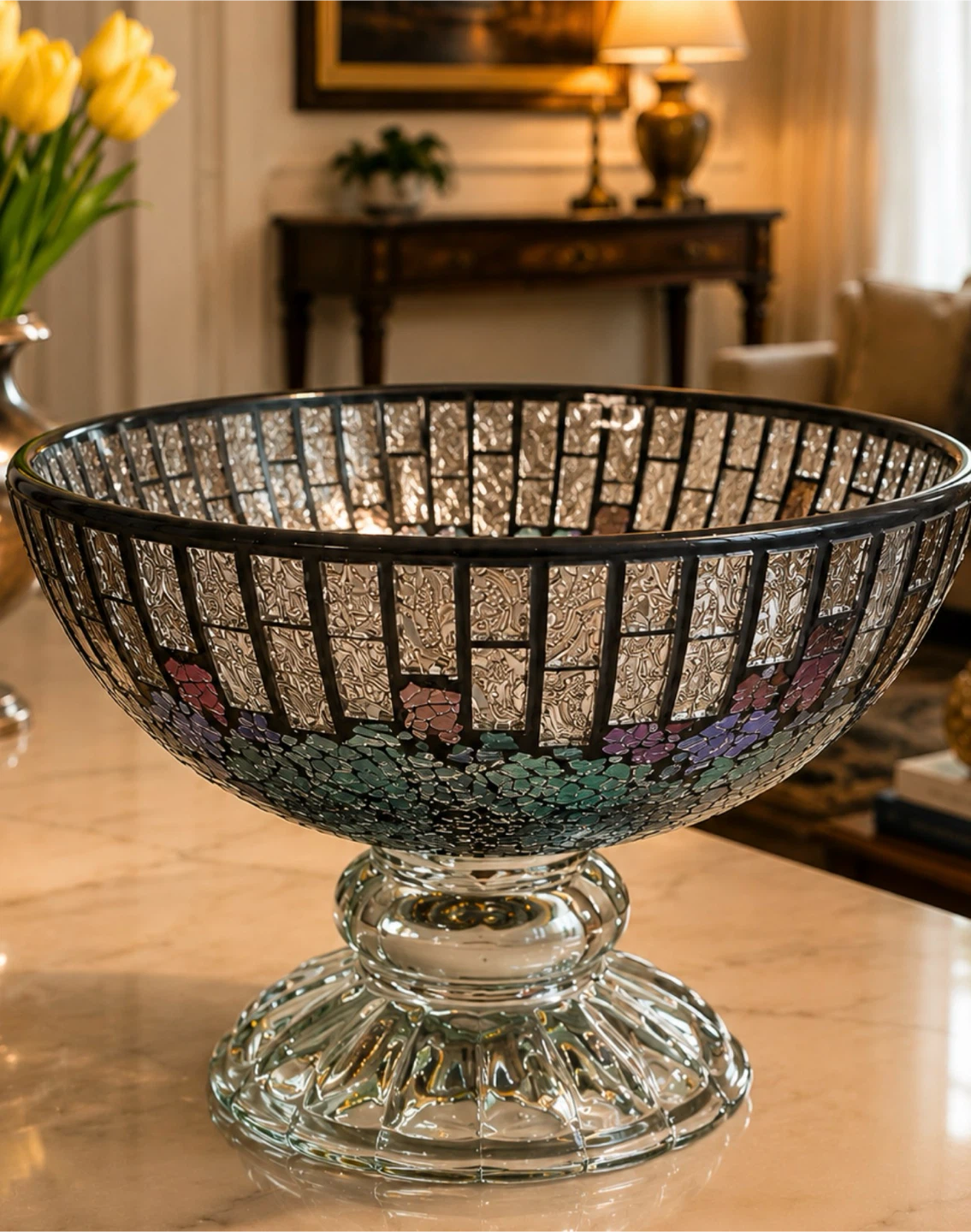 Mosaic Pedestal Fruit Bowl - photo 4