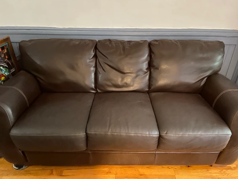 Brown Leather Loveseat and Sofa - photo 2