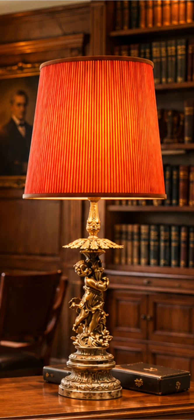 Vintage Cherub Table Lamp - Ornate Brass or Silver Finish - photo 3