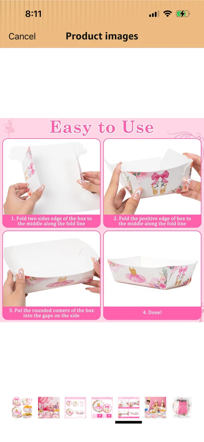 Ingtar Ballet Theme Disposable Party Plates & Cutlery Set - photo 3
