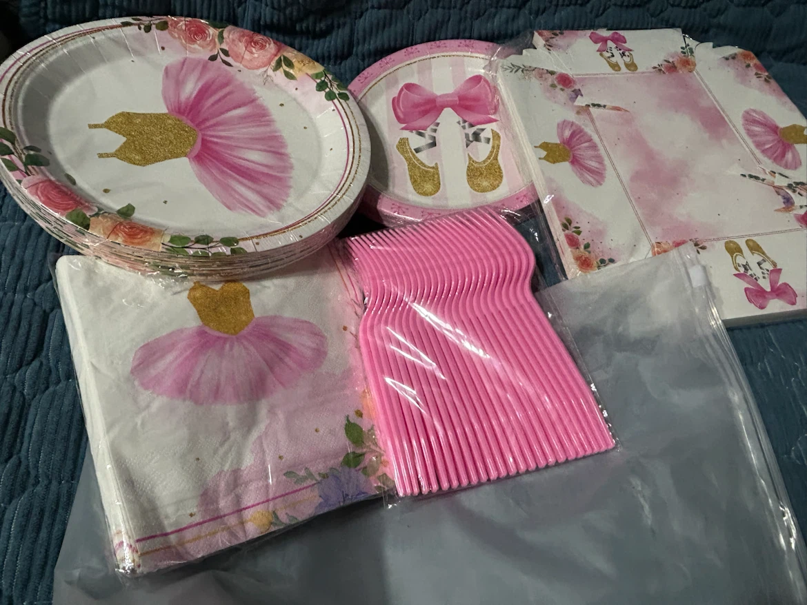 Ingtar Ballet Theme Disposable Party Plates & Cutlery Set - photo 4