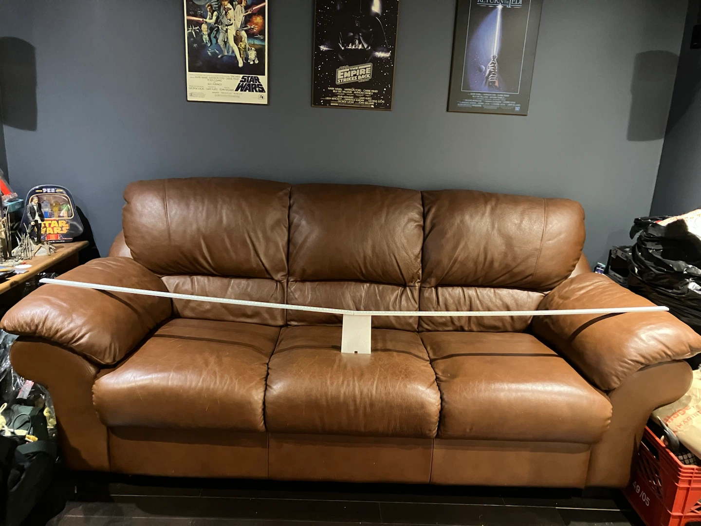 Brown Leather Sofa Couch - photo 2