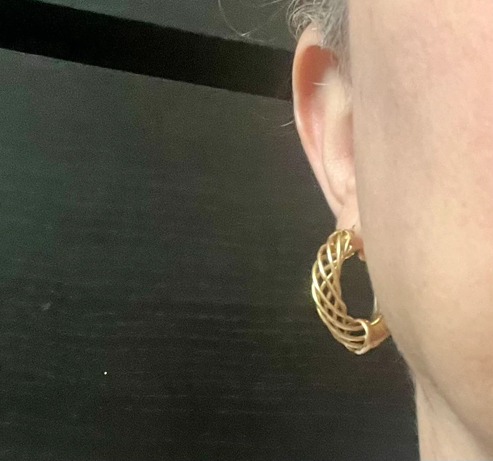 Italian-made Gold Tone Hoop Earrings - Maker’s Mark - photo 2
