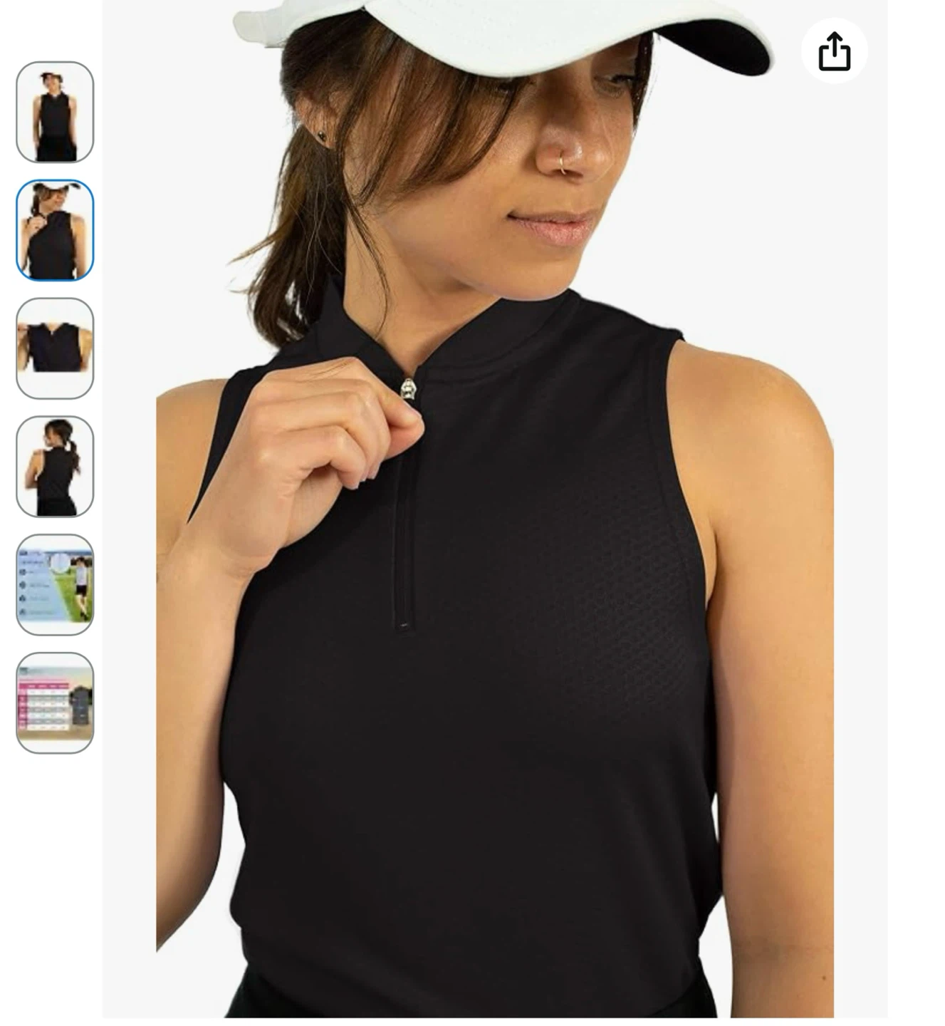 New Women's Black Sleeveless Zip Collar Golf Polo Shirt - XS - photo 2