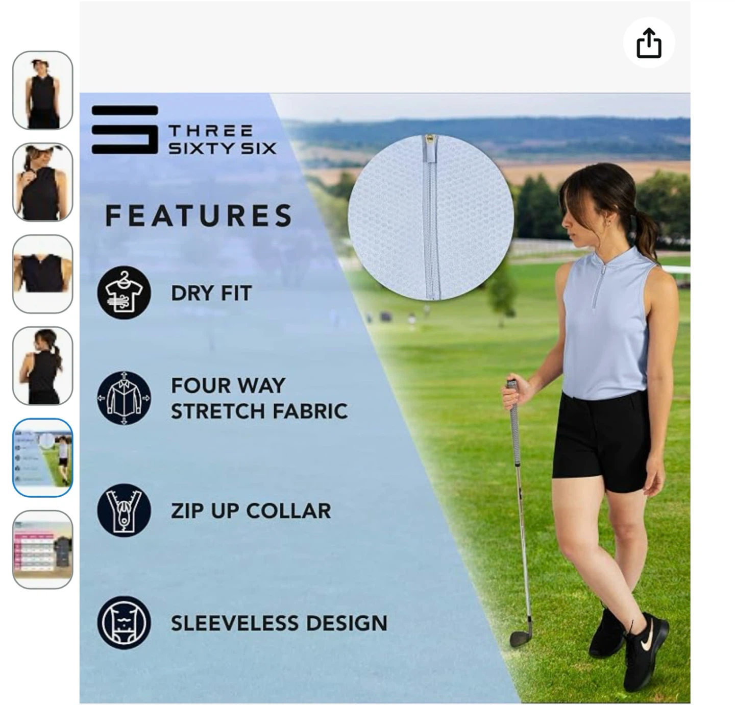 New Women's Black Sleeveless Zip Collar Golf Polo Shirt - XS - photo 4