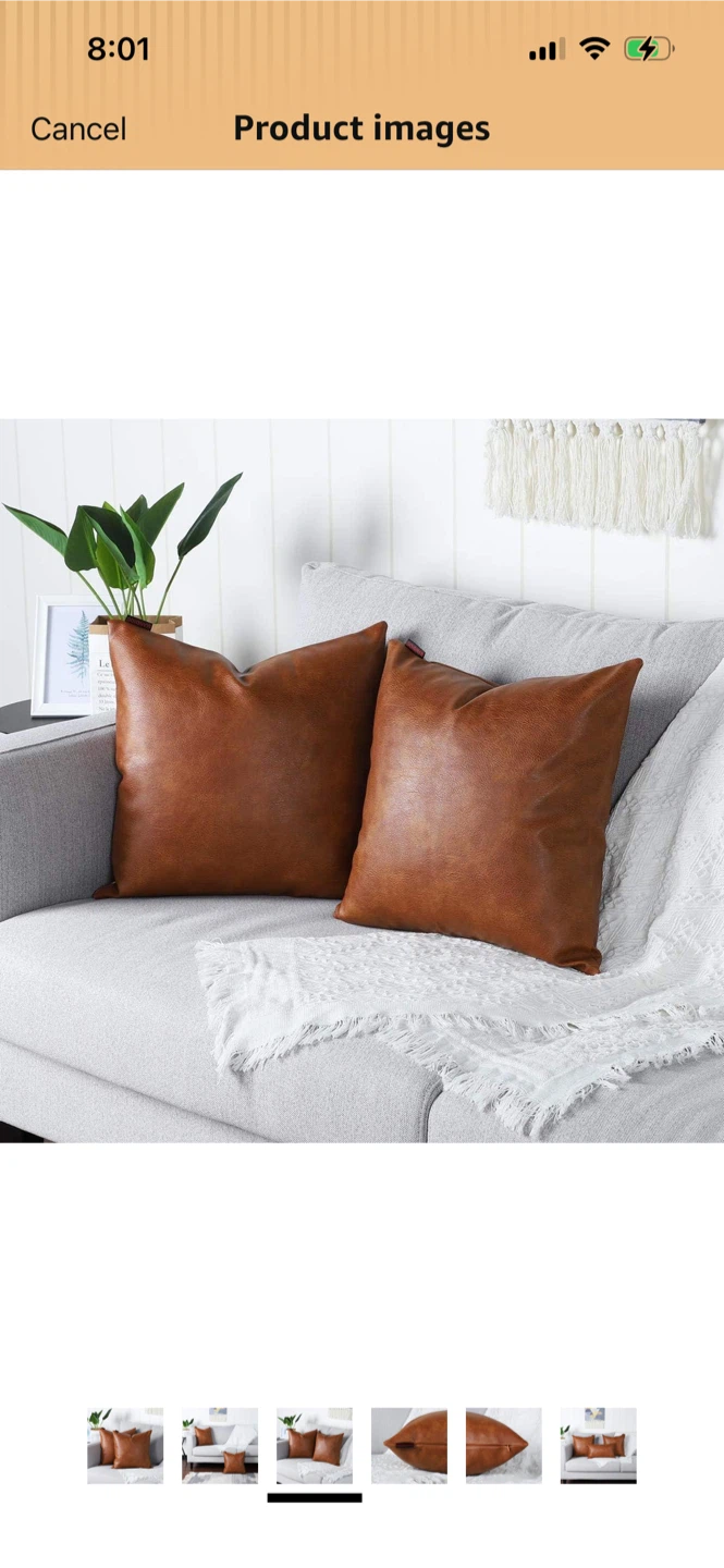 New-MANDIOO Faux Leather Throw Pillow Covers