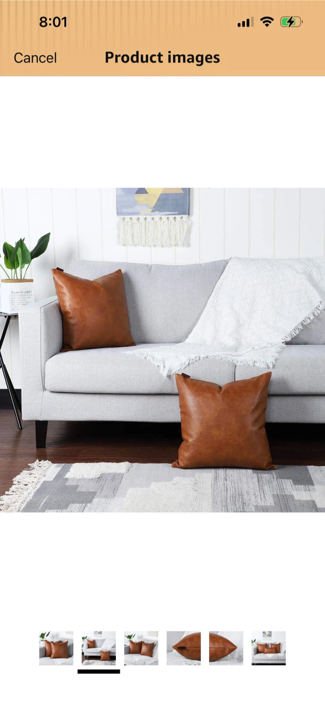New-MANDIOO Faux Leather Throw Pillow Covers - photo 2