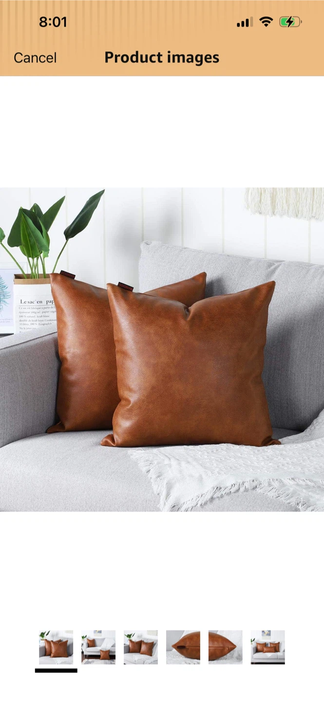 New-MANDIOO Faux Leather Throw Pillow Covers - photo 3