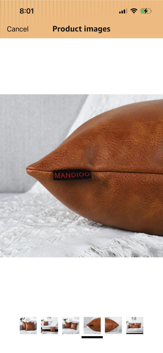 New-MANDIOO Faux Leather Throw Pillow Covers - photo 4