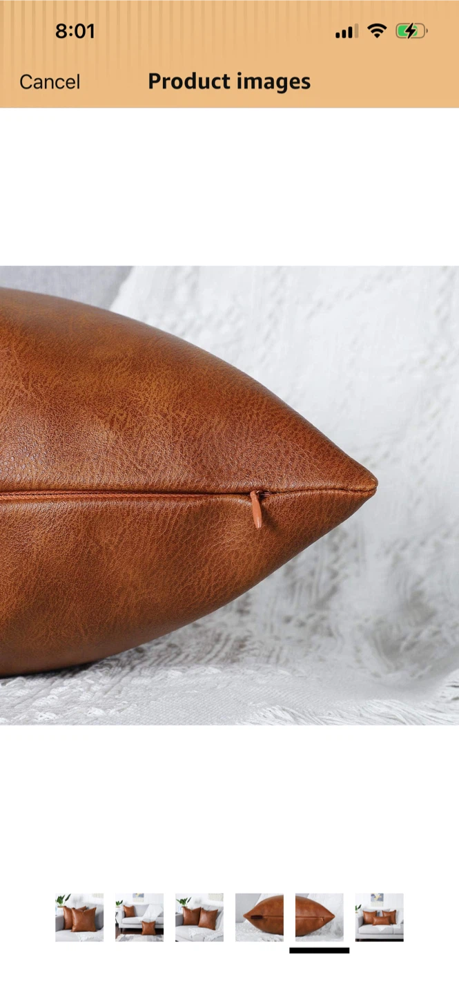 New-MANDIOO Faux Leather Throw Pillow Covers - photo 5