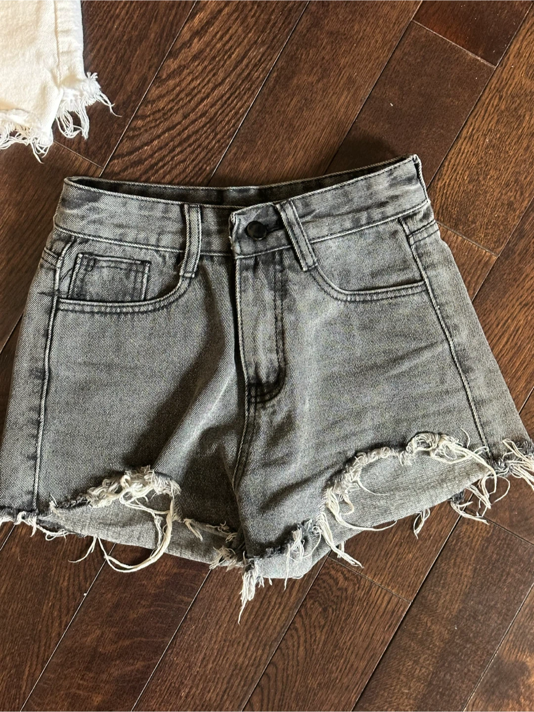 Grey Denim Cut-Off Shorts from Korea