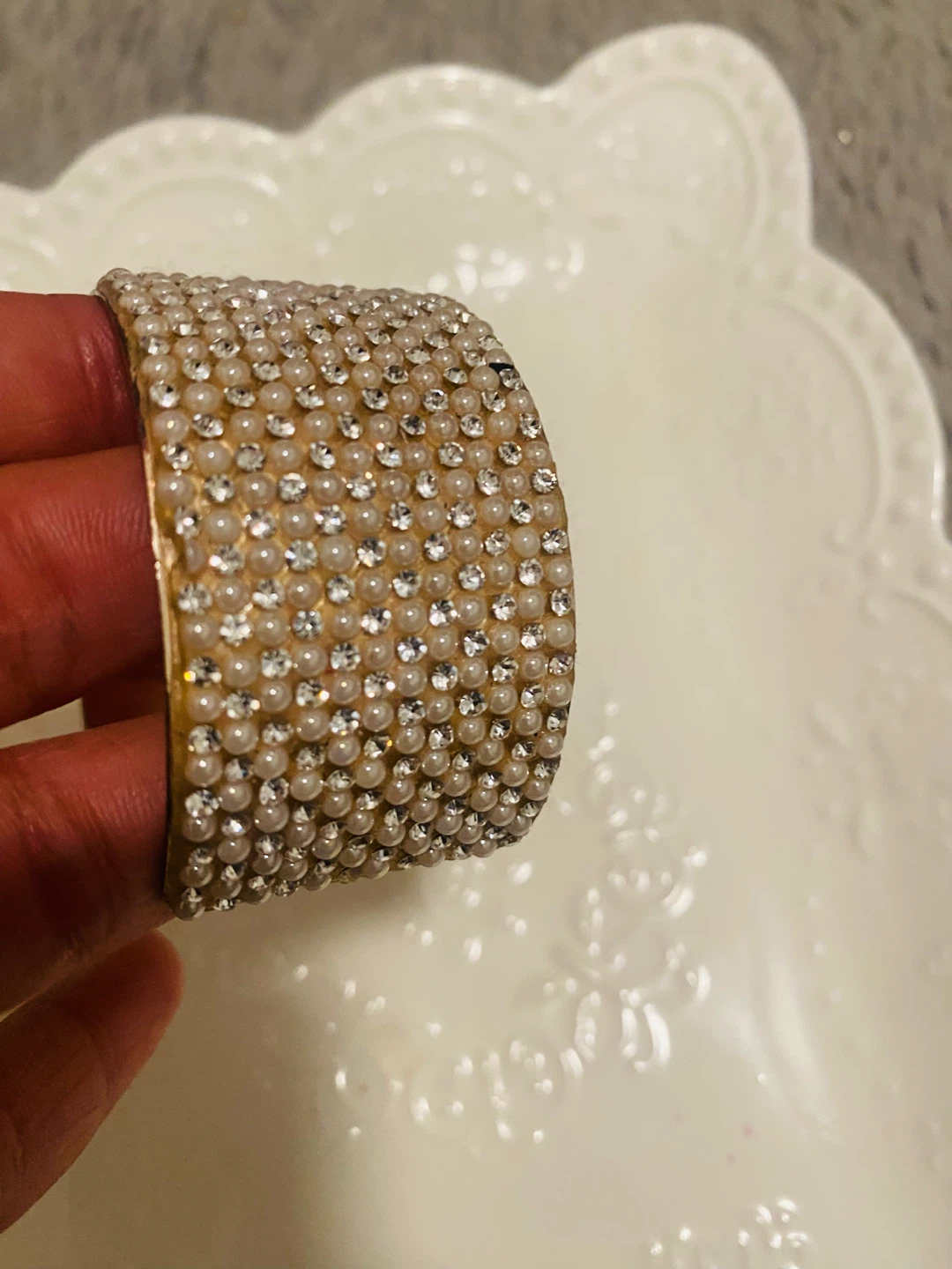 Faux Pearl and Rhinestone Cuff Bracelet - photo 4