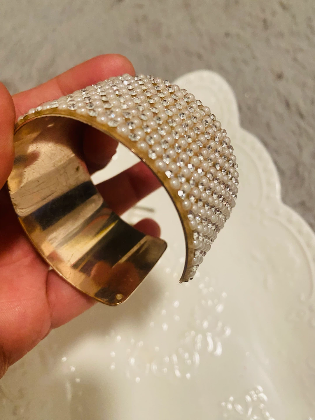 Faux Pearl and Rhinestone Cuff Bracelet - photo 5