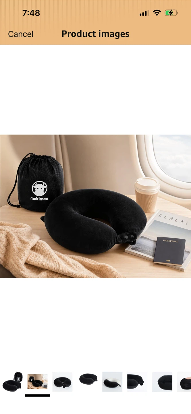 New-Makimoo Black Travel Neck Pillow with Carrying Bag
