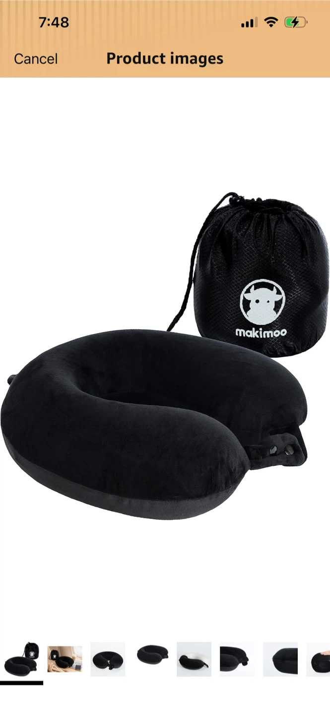 New-Makimoo Black Travel Neck Pillow with Carrying Bag - photo 2