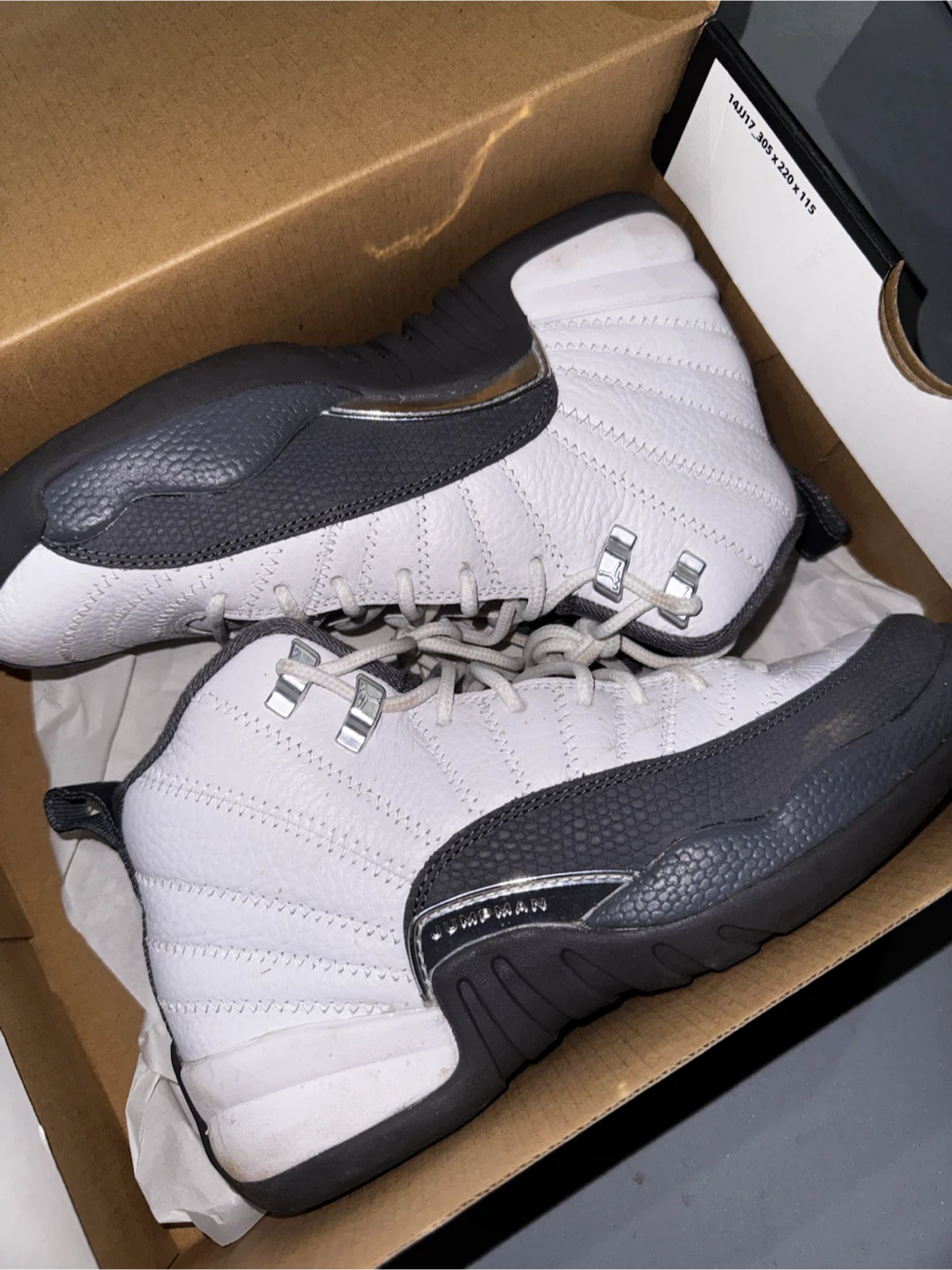 Air Jordan 12 Retro GS White/Gym Red-Dark Grey