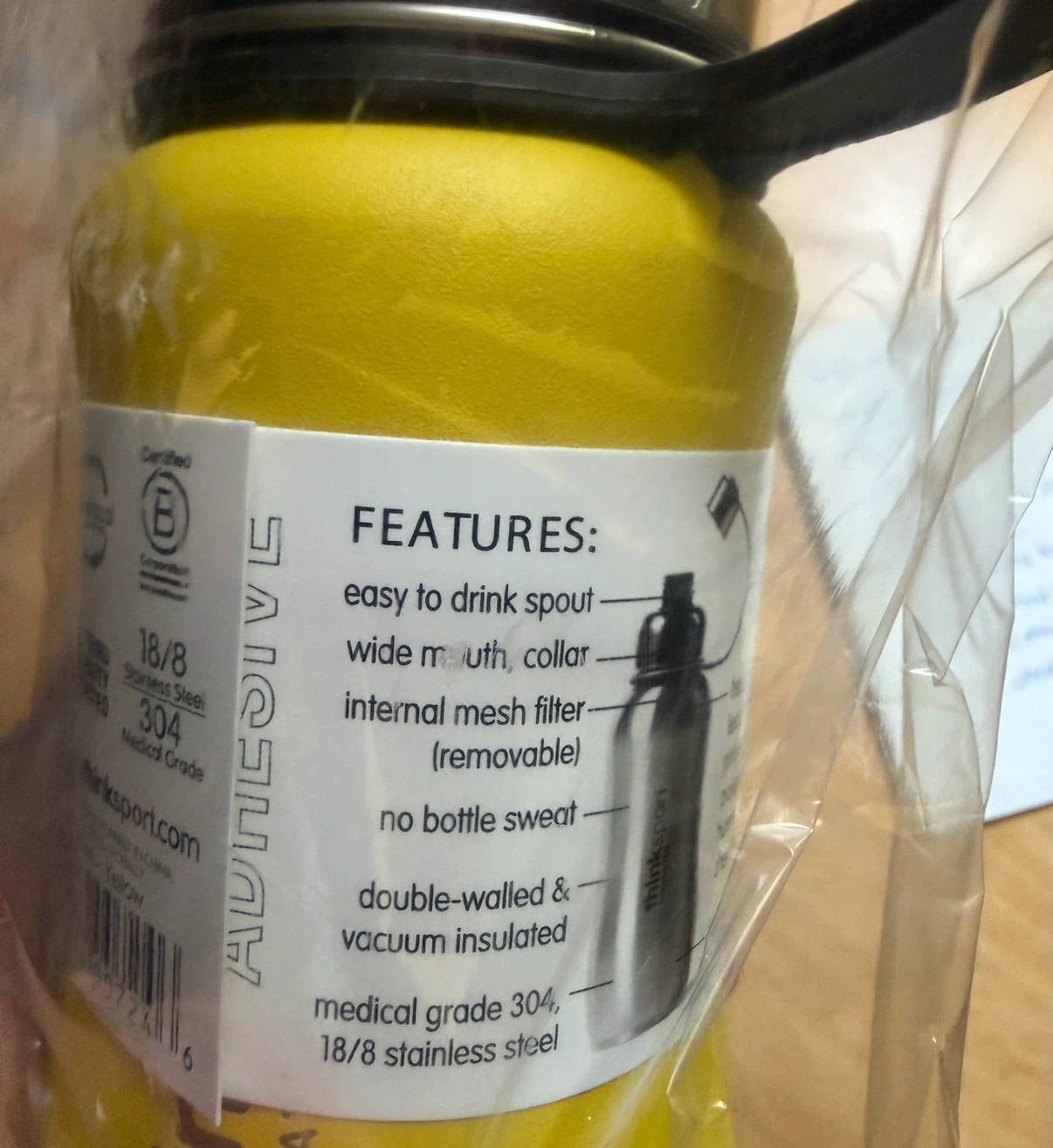 NEW Yellow - Thinksport Insulated Stainless Steel Water Bottle - photo 3
