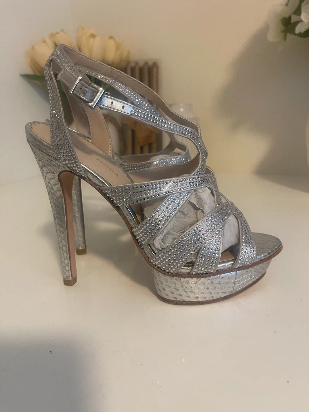 Bella Moda Silver Rhinestone Heels - photo 2