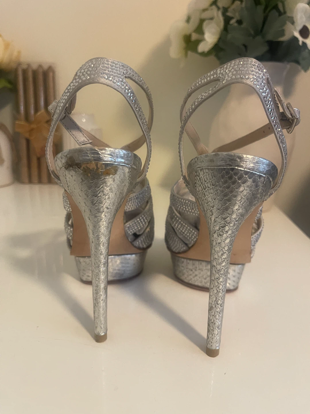 Bella Moda Silver Rhinestone Heels - photo 3