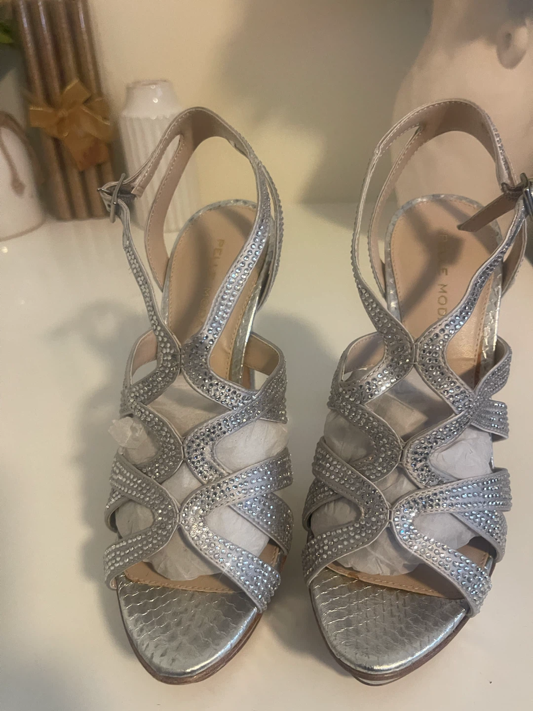 Bella Moda Silver Rhinestone Heels - photo 4