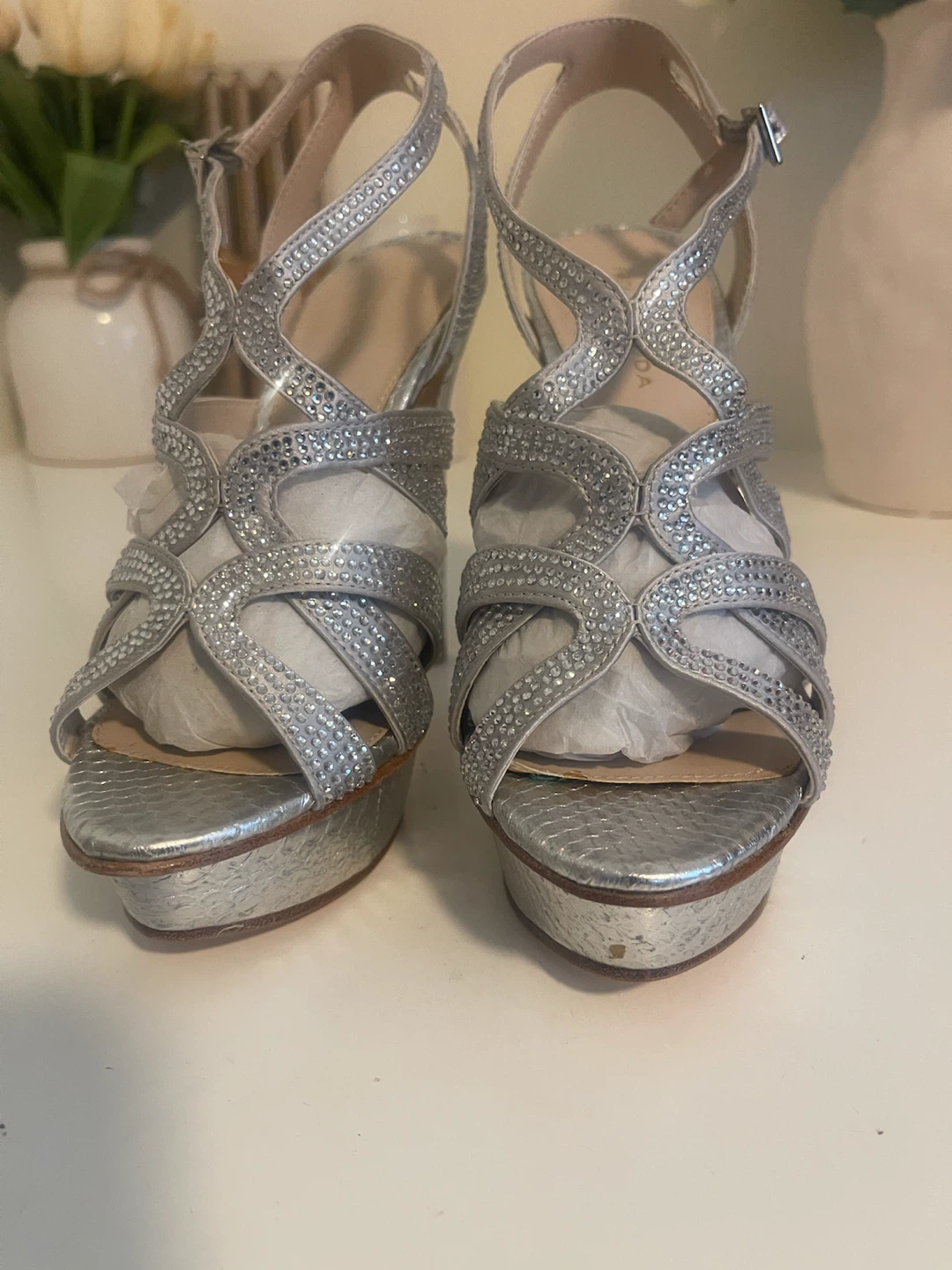 Bella Moda Silver Rhinestone Heels - photo 5