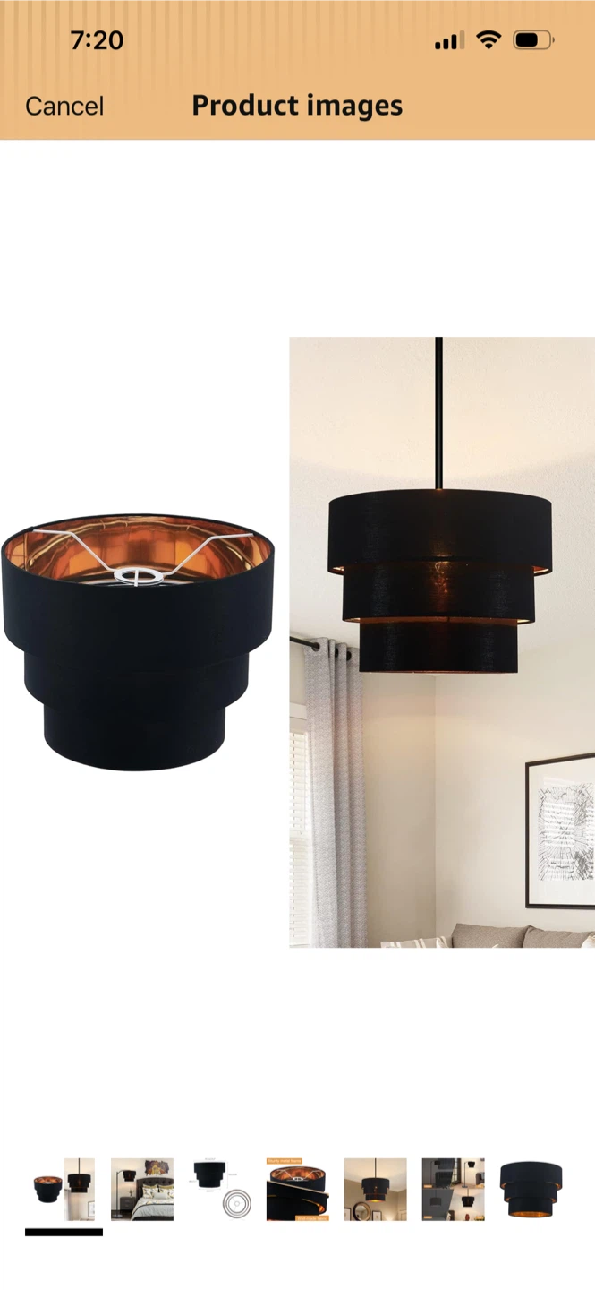 New-Tiered Black Pendant Light Shade with Gold Interior - photo 2
