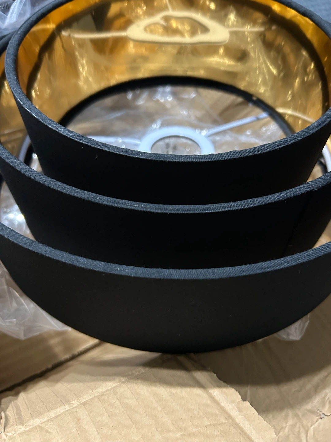 New-Tiered Black Pendant Light Shade with Gold Interior - photo 3