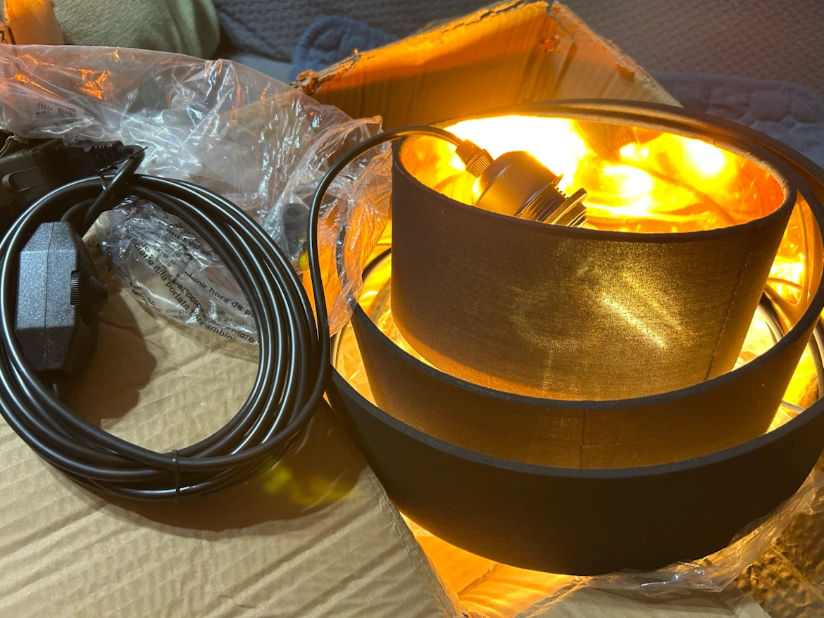 New-Tiered Black Pendant Light Shade with Gold Interior - photo 5