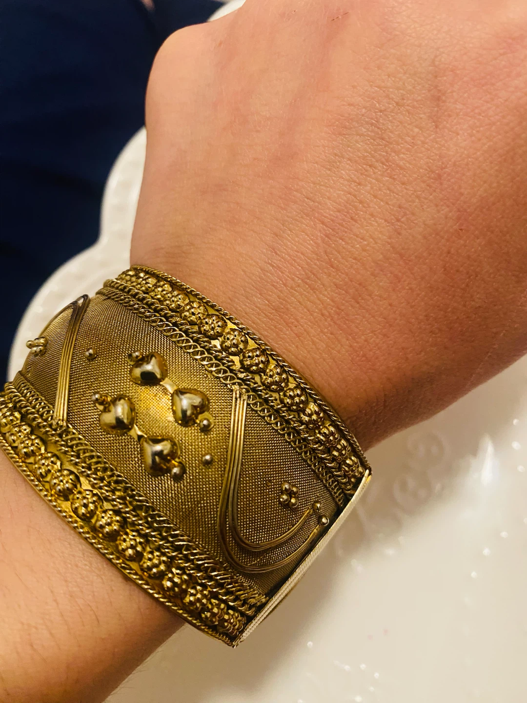 Vintage Gold Tone Wide Cuff Bracelet