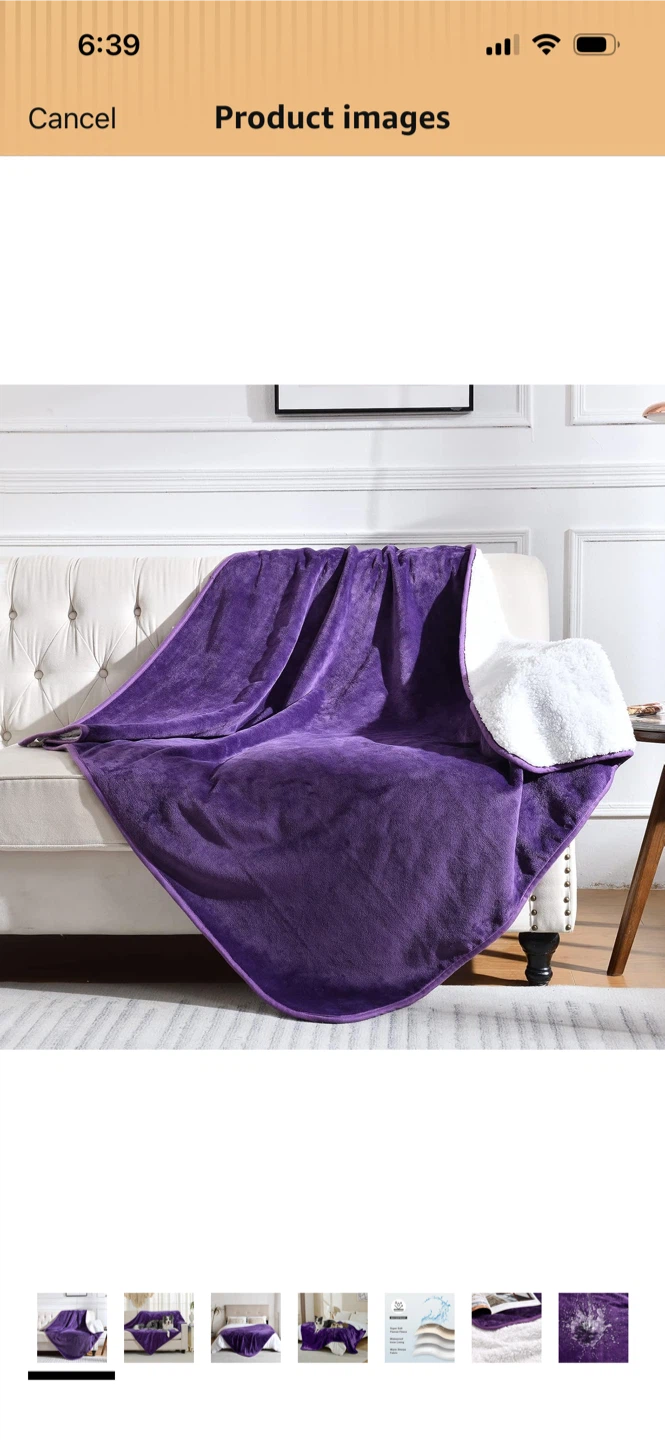 New-Waterproof Purple Sherpa Fleece Blanket - photo 3