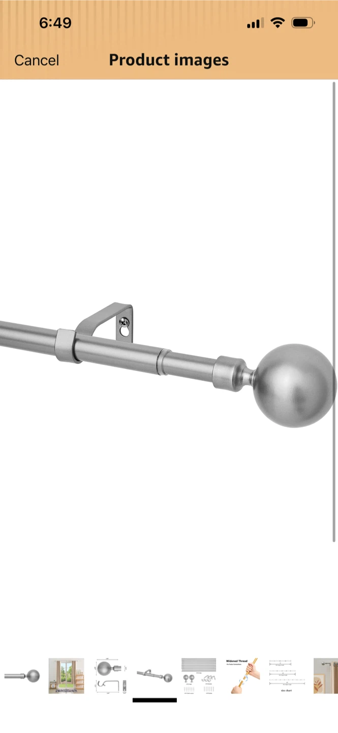 New-Silver Ball Curtain Rod Set-Large Size