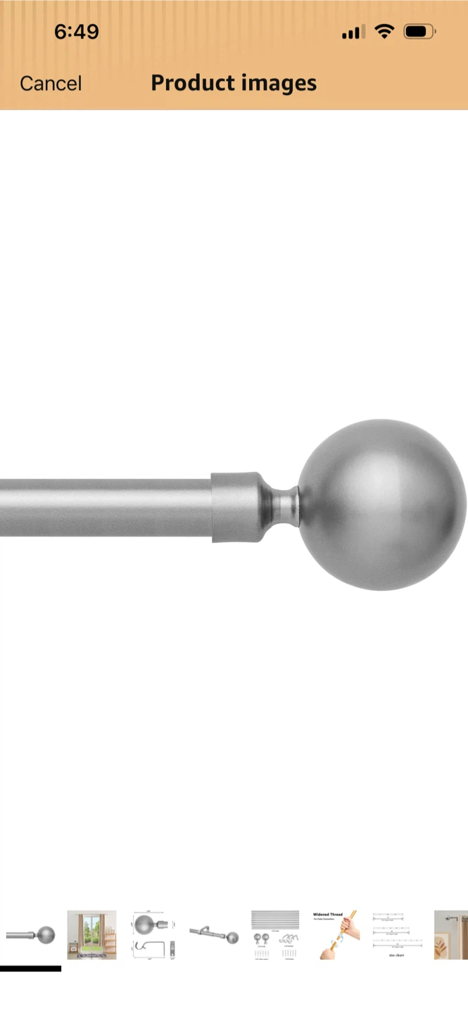 New-Silver Ball Curtain Rod Set-Large Size - photo 2