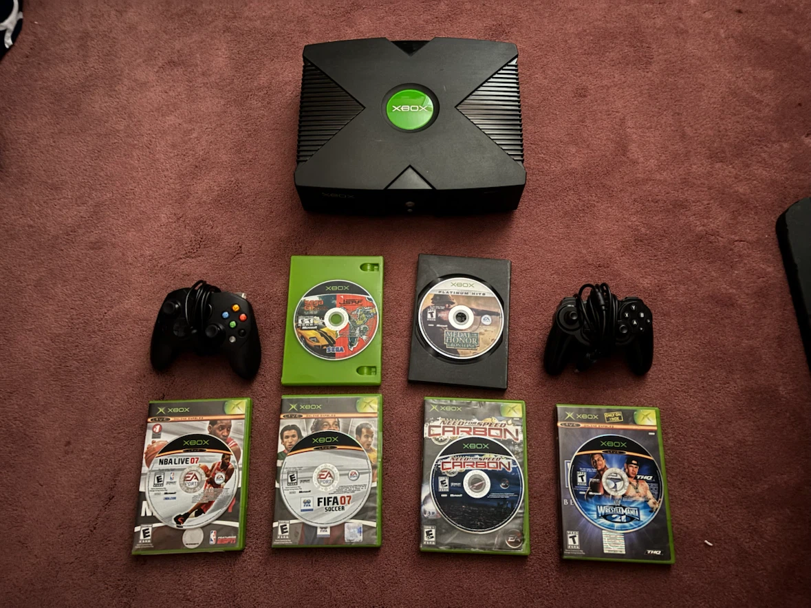Xbox OG Game Console With 2 Controllers And 6 Games