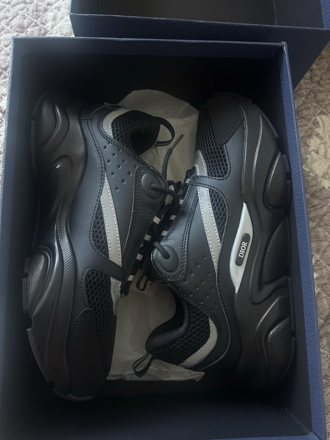 DIOR B27 Sneakers Black Leather and Oblique Canvas - photo 2