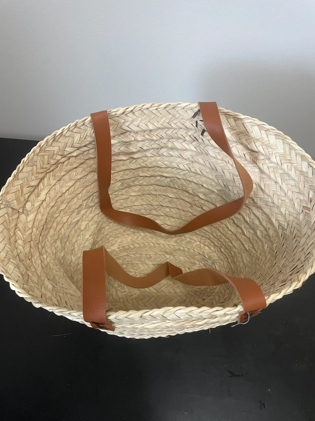 Straw Tote Bag with Leather Handles - photo 2