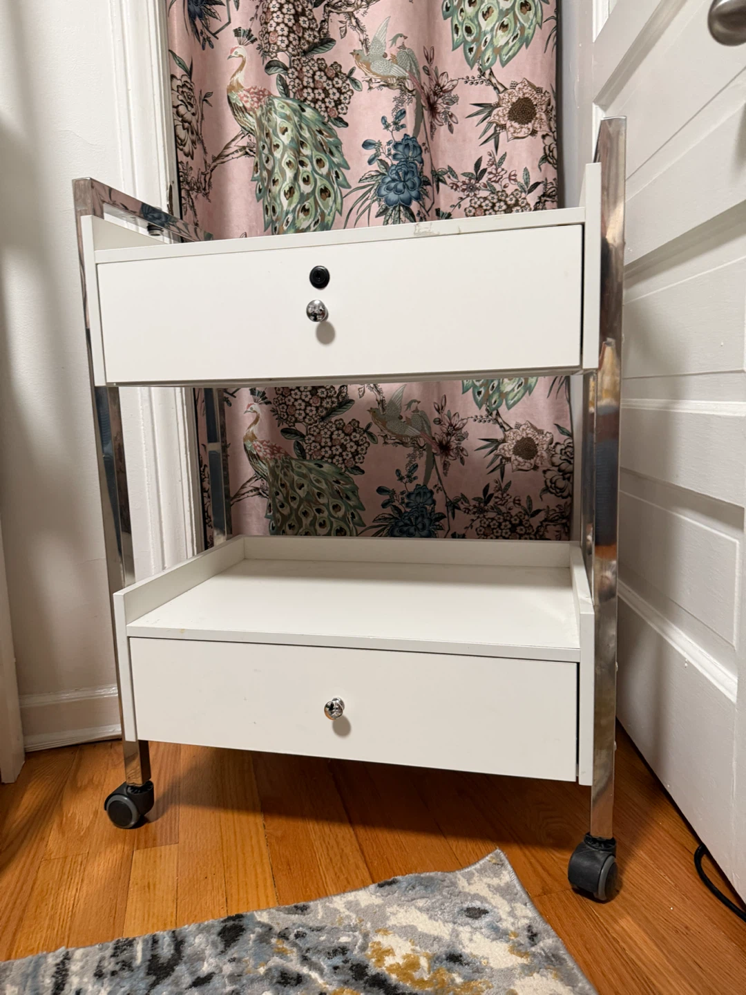 White Rolling Cart with 2 Drawers - photo 2
