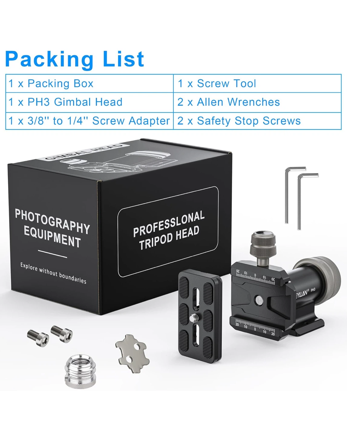 WEYLLAN PH3 Professional Gimbal Tripod Head - photo 2