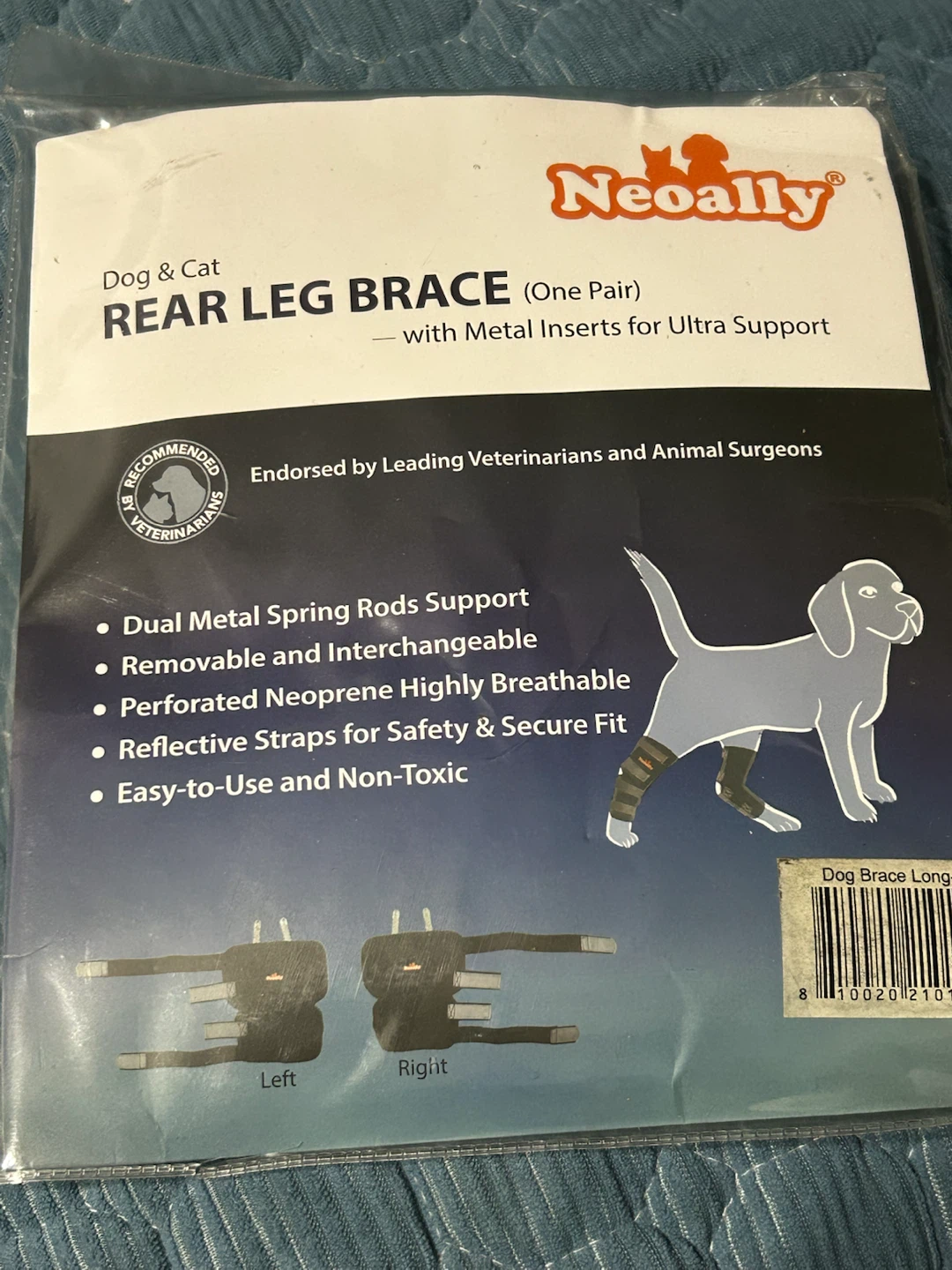 New-NeOally Dog & Cat Rear Leg Brace (One Pair) - Long
