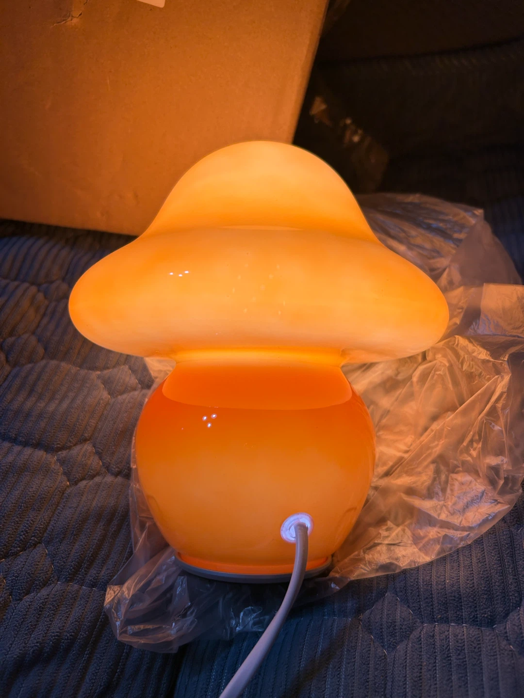 New-Orange Mushroom Glass Table Lamp - photo 2
